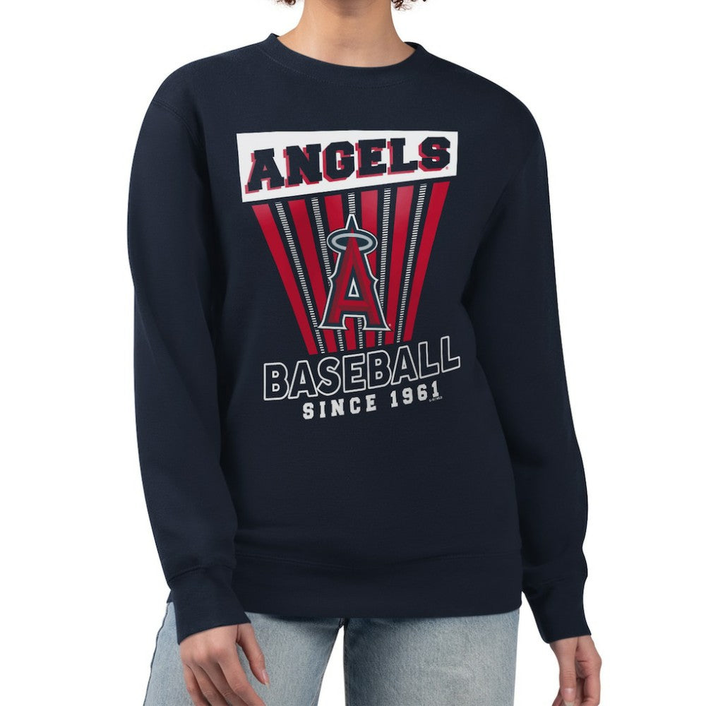 Los Angeles Angels Starter Women's Poster Print Pullover Sweatshirt Navy