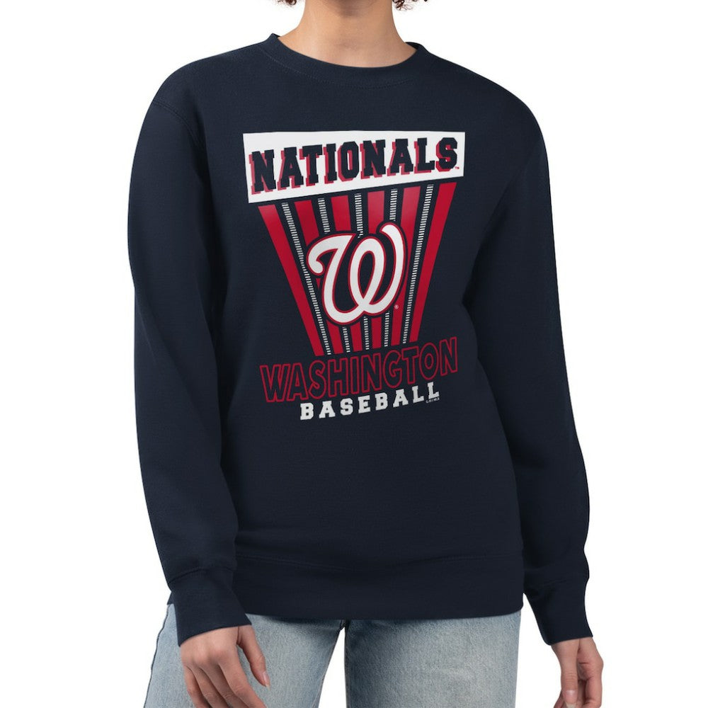 Washington Nationals Starter Women's Poster Print Pullover Sweatshirt Navy