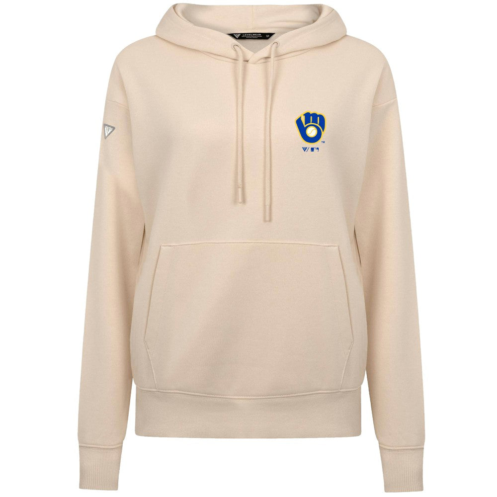 Milwaukee Brewers Levelwear Women's Cooperstown Collection Adorn Core Logo Pullover Hoodie Khaki