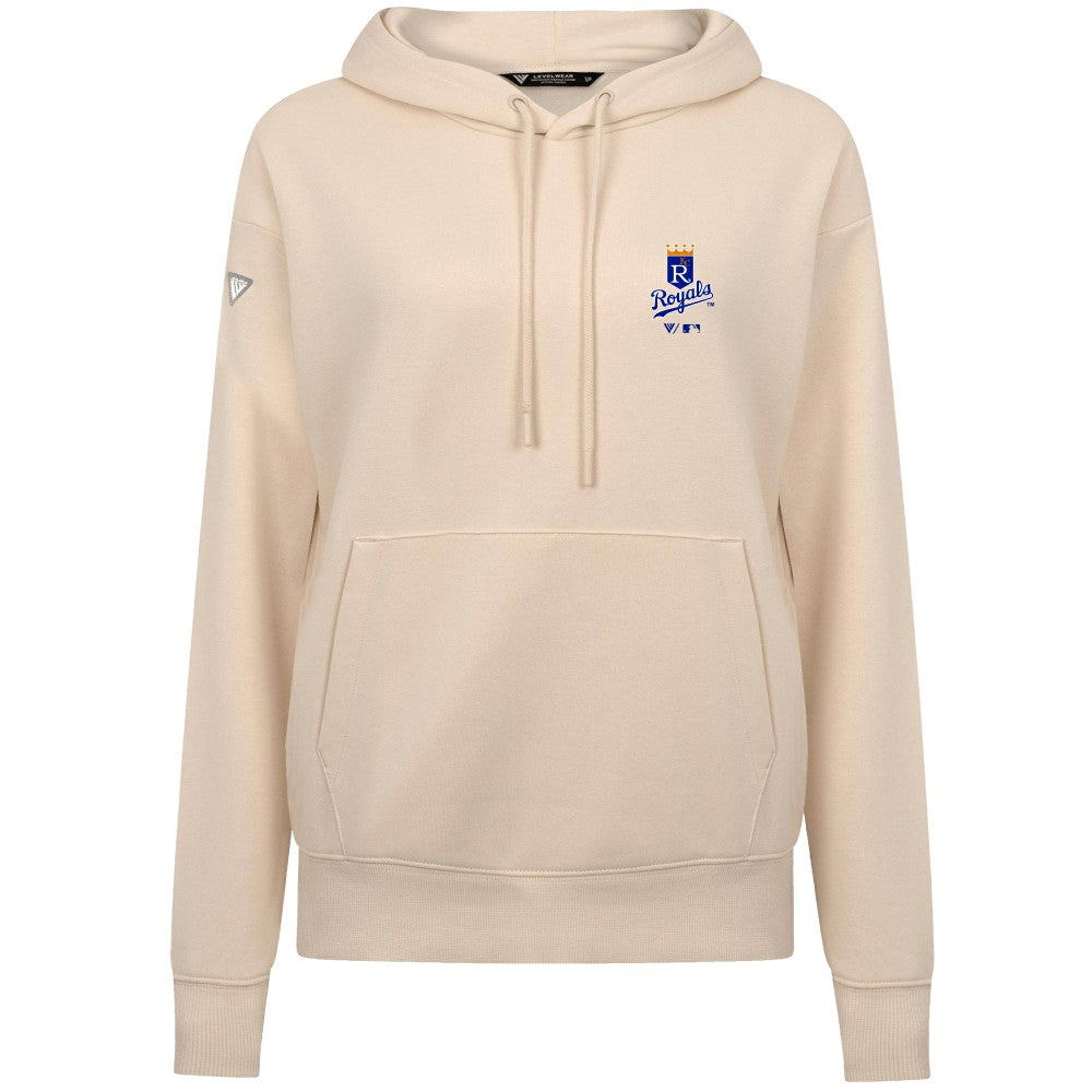Kansas City Royals Levelwear Women's Cooperstown Collection Adorn Core Logo Pullover Hoodie Khaki