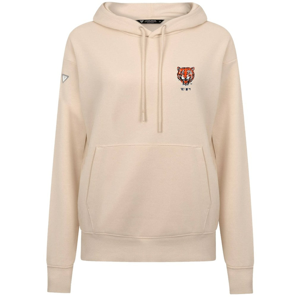 Detroit Tigers Levelwear Women's Cooperstown Collection Adorn Core Logo Pullover Hoodie Khaki
