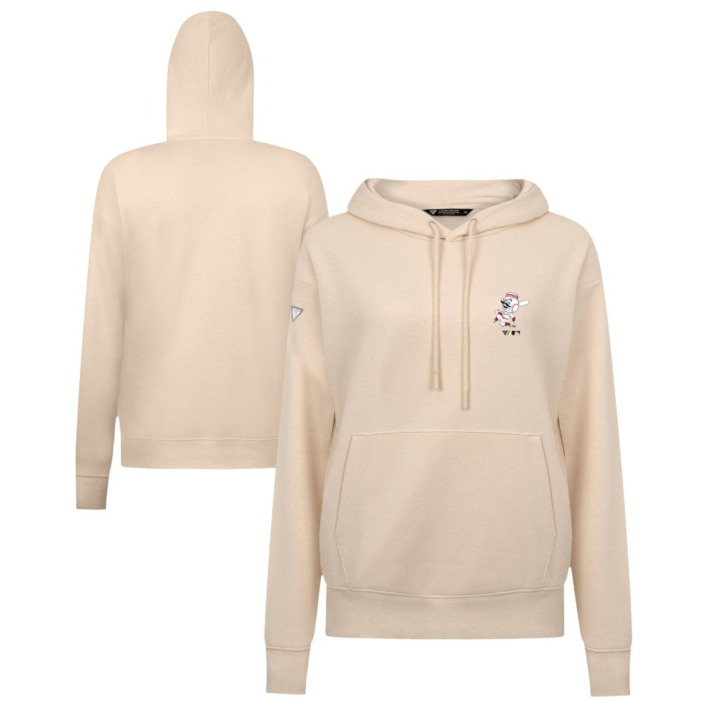 Cincinnati Reds Levelwear Women's Cooperstown Collection Adorn Core Logo Pullover Hoodie Khaki