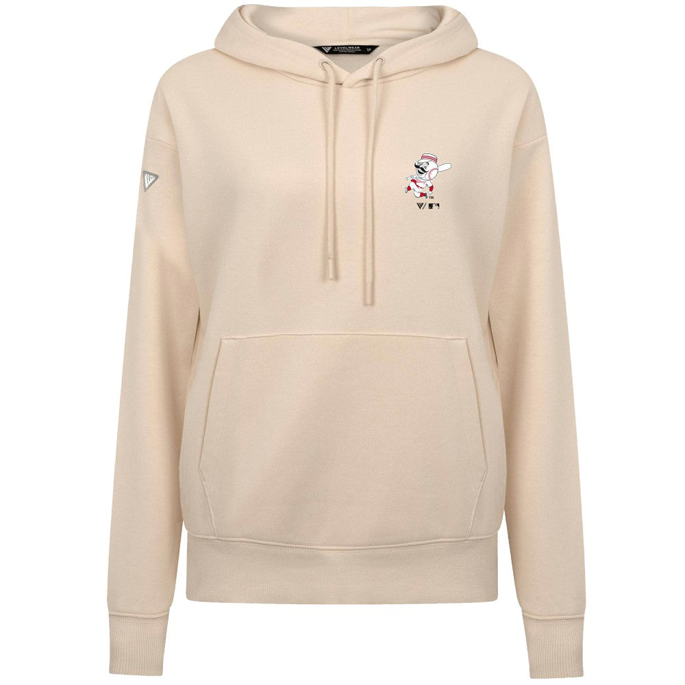 Cincinnati Reds Levelwear Women's Cooperstown Collection Adorn Core Logo Pullover Hoodie Khaki