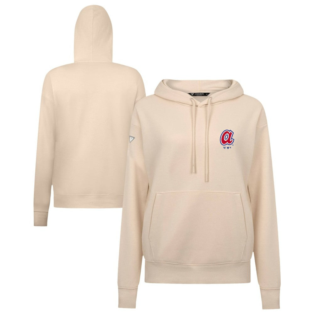 Atlanta Braves Levelwear Women's Cooperstown Collection Adorn Core Logo Pullover Hoodie Khaki