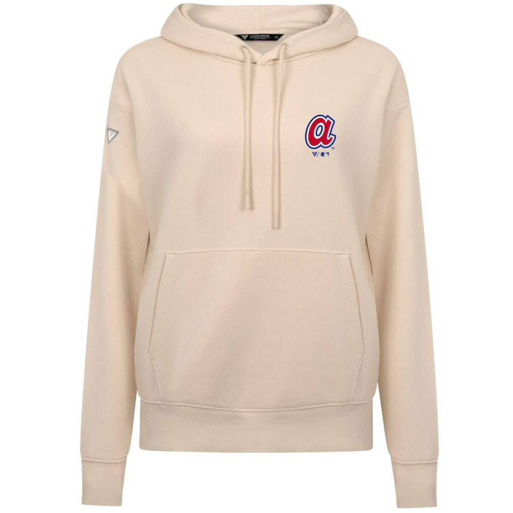 Atlanta Braves Levelwear Women's Cooperstown Collection Adorn Core Logo Pullover Hoodie Khaki