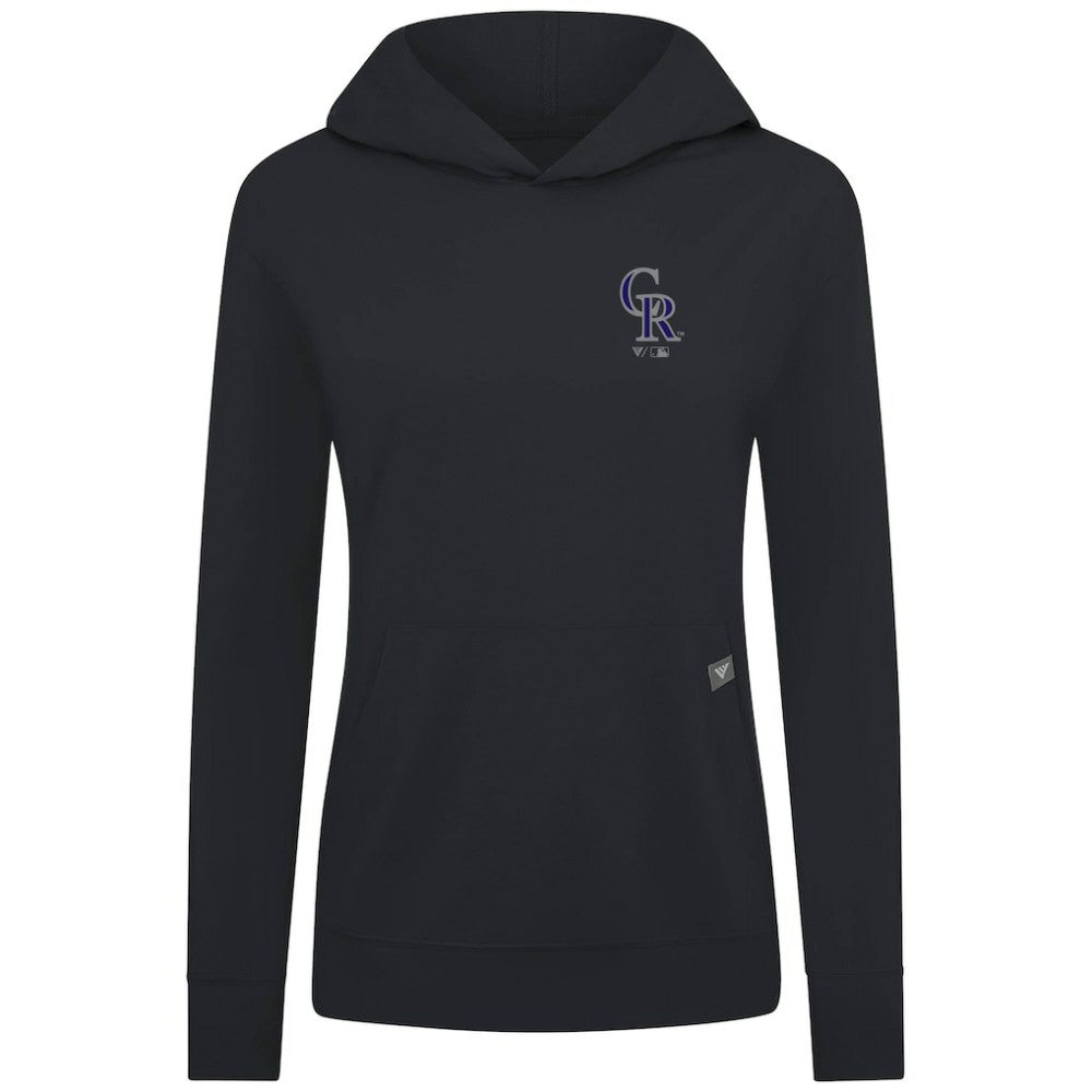 Colorado Rockies Levelwear Women's Cooperstown Collection Relay Core Logo Pullover Hoodie Black