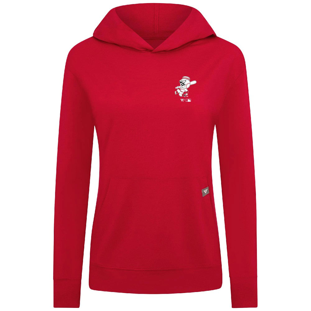 Cincinnati Reds Levelwear Women's Cooperstown Collection Relay Core Logo Pullover Hoodie Red