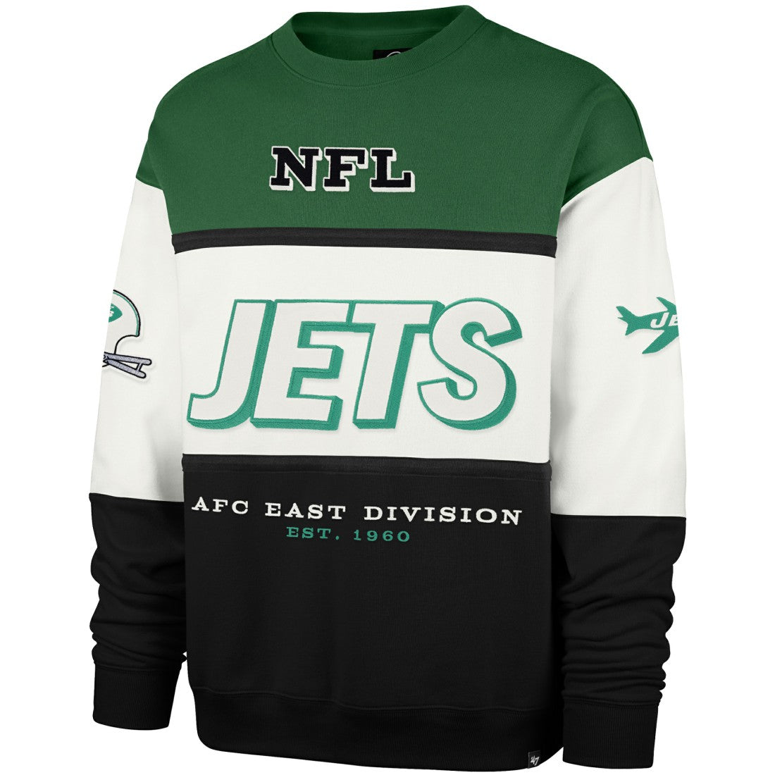 New York Jets '47 Throwback Breeze Maximalist Sweatshirt - Kelly Green/Black on sale