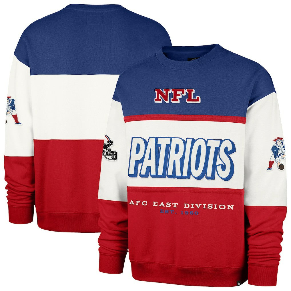 New England Patriots '47 Throwback Breeze Maximalist Sweatshirt - Royal/Red cheap