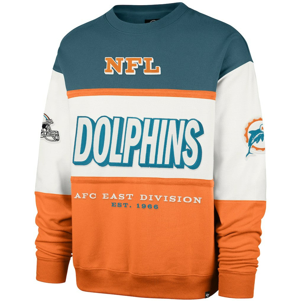 Miami Dolphins '47 Throwback Breeze Maximalist Sweatshirt - Aqua/Orange for sale
