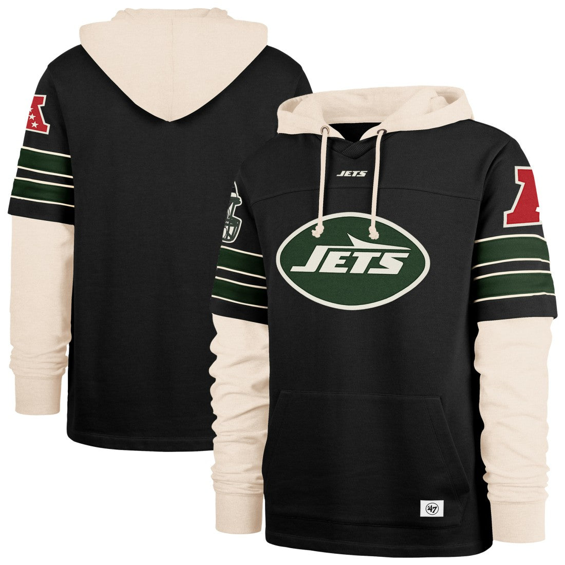 New York Jets '47 Split Zone Cornerback Duo Hoodie - Black sale