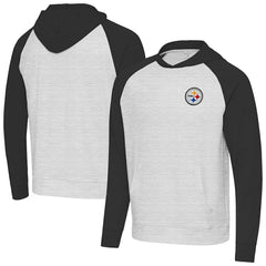 Pittsburgh Steelers Antigua Urgent Pullover Hoodie - Black/Heather Gray discount