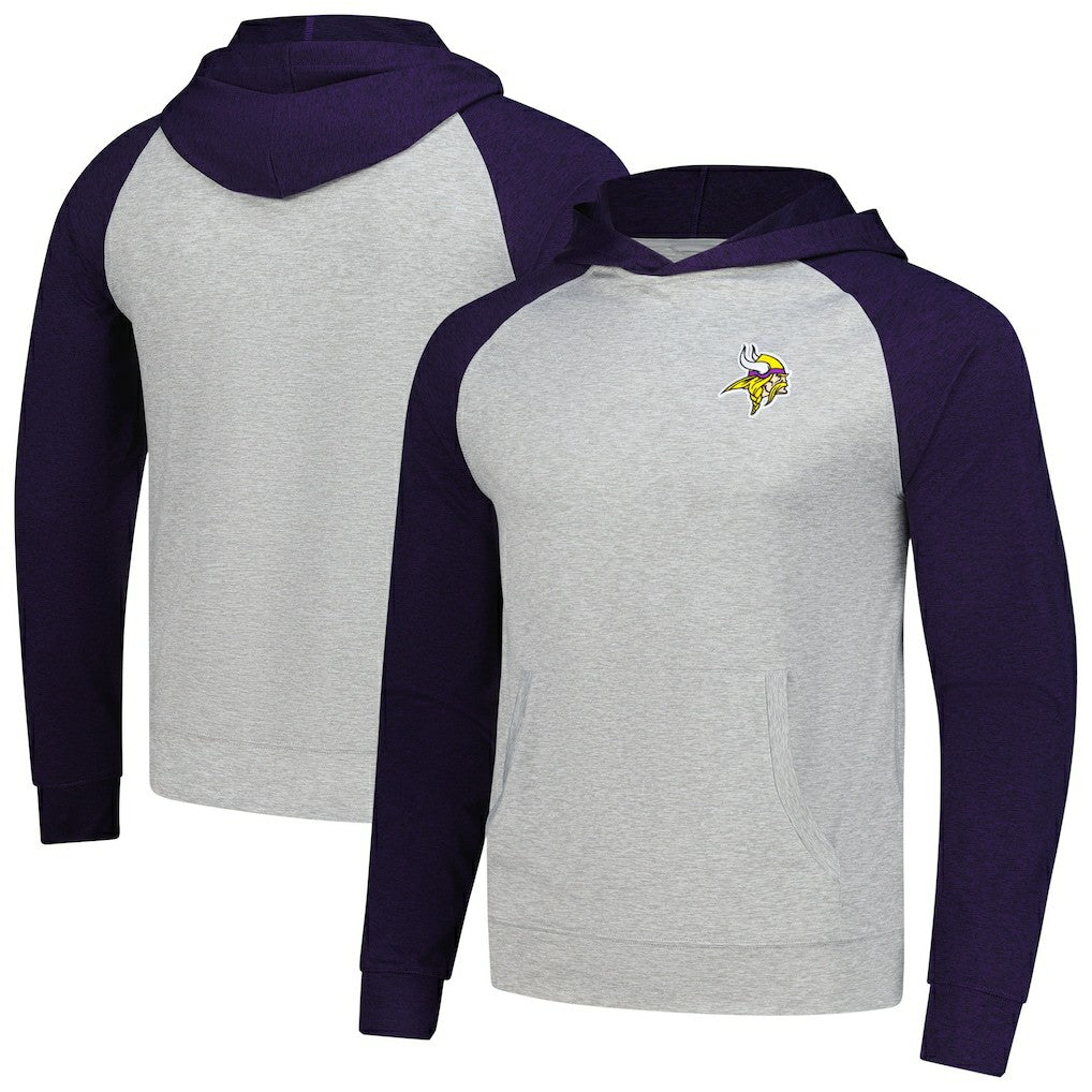 Minnesota Vikings Antigua Urgent Pullover Hoodie - Heather Gray/Purple outlet