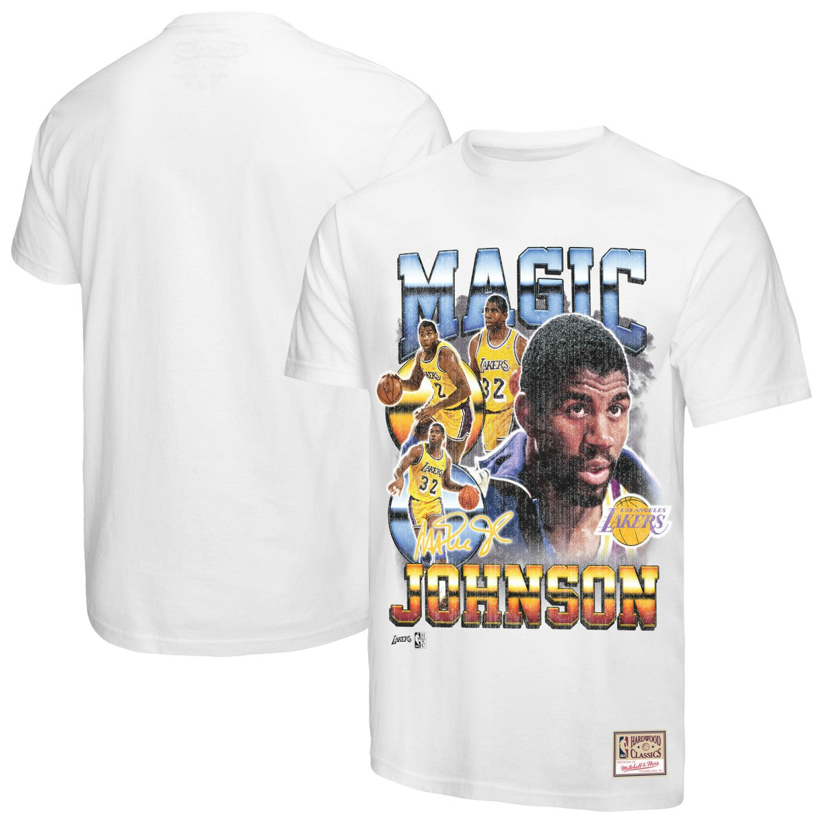 Magic Johnson Los Angeles Lakers Commemorative Collage T-Shirt - White for sale