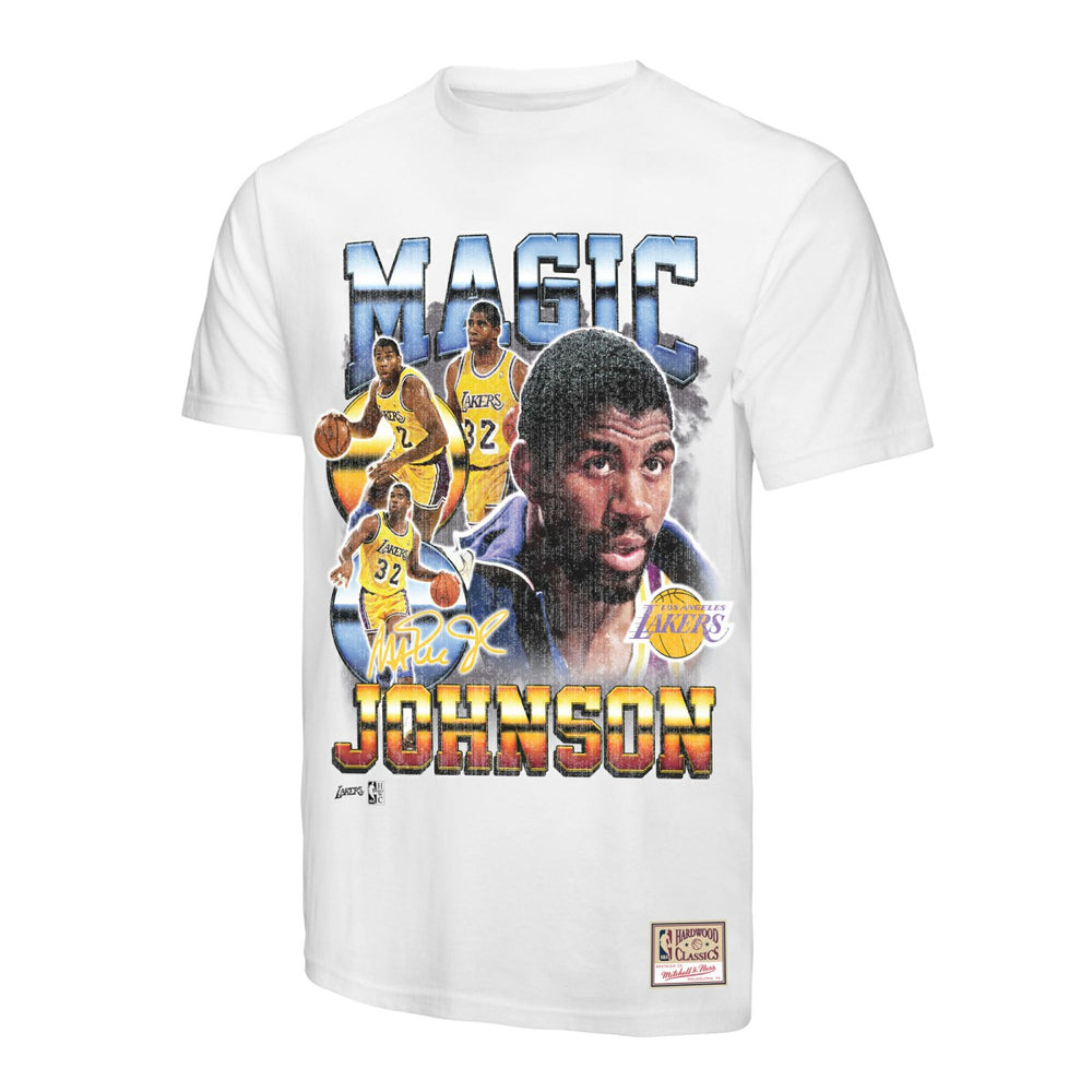 Magic Johnson Los Angeles Lakers Commemorative Collage T-Shirt - White for sale