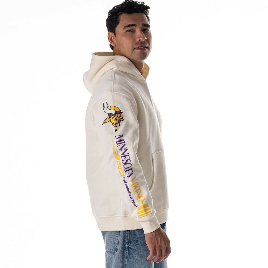 Minnesota Vikings The Wild Collective Unisex Stacked Graphic Sleeve Fleece Hoodie - Cream discount