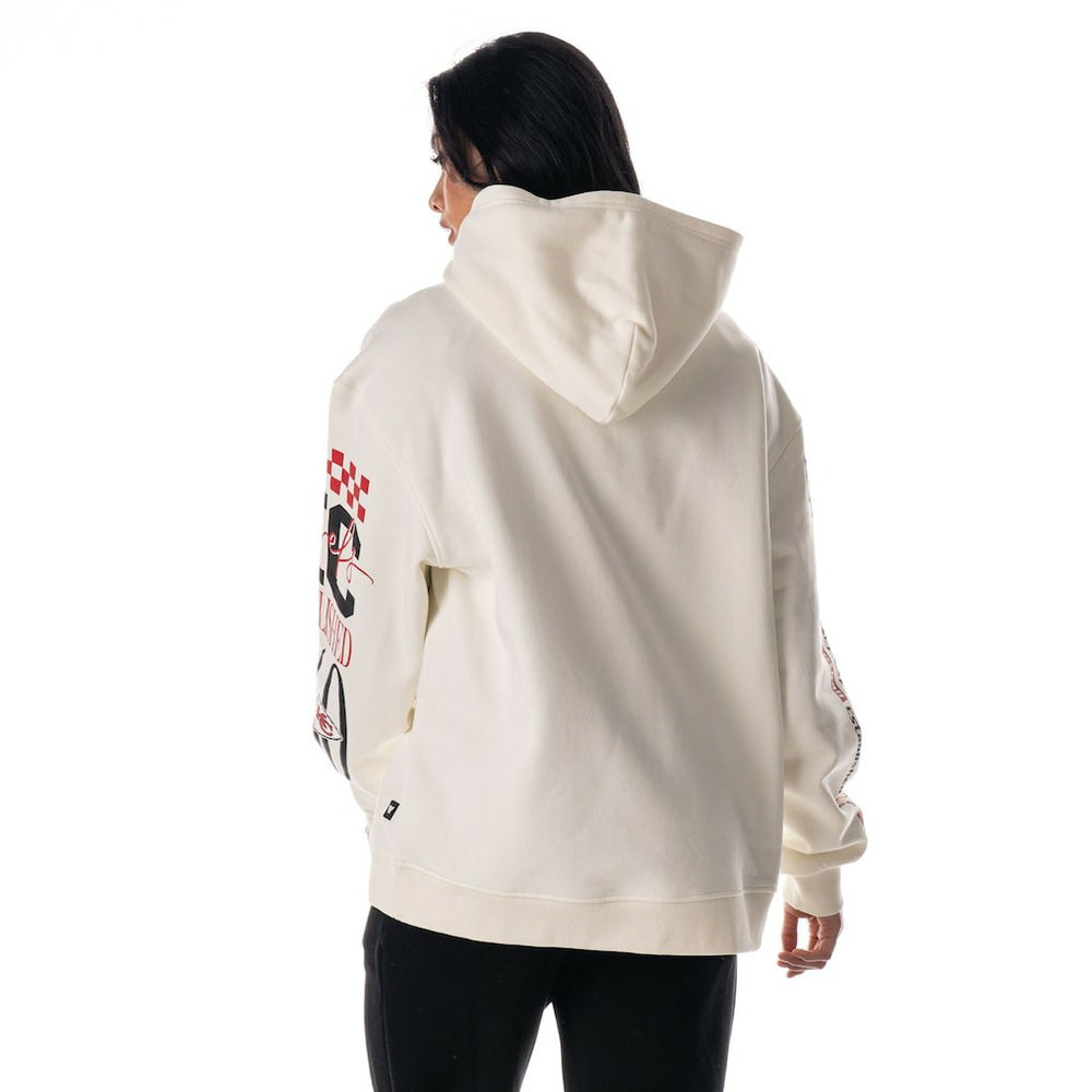 Kansas City Chiefs The Wild Collective Unisex Stacked Graphic Sleeve Fleece Hoodie - Cream on sale