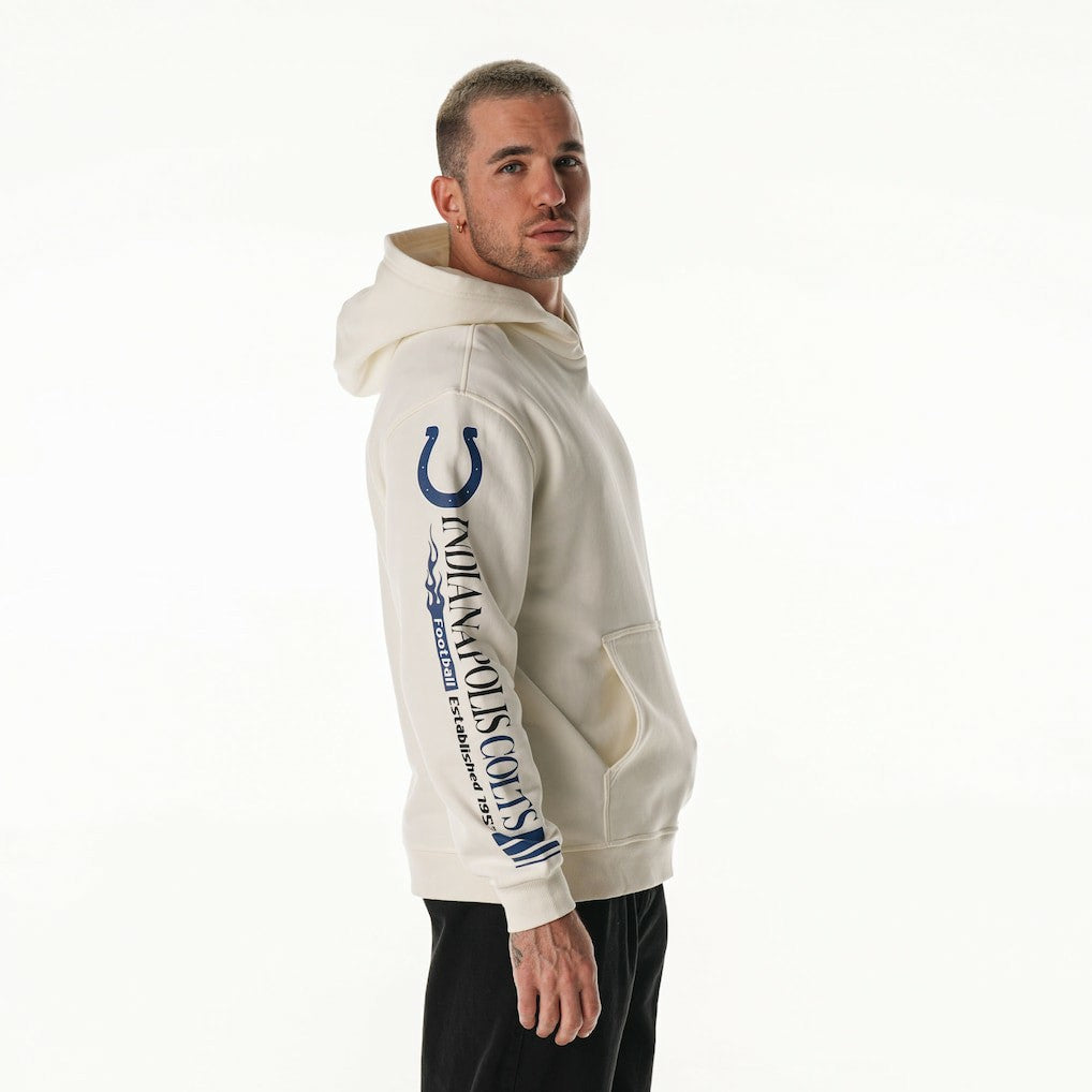 Indianapolis Colts The Wild Collective Unisex Stacked Graphic Sleeve Fleece Hoodie - Cream cheap