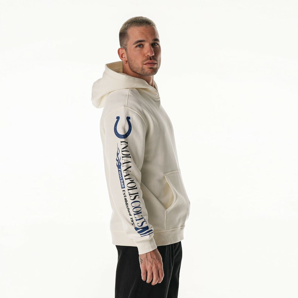 Indianapolis Colts The Wild Collective Unisex Stacked Graphic Sleeve Fleece Hoodie - Cream cheap