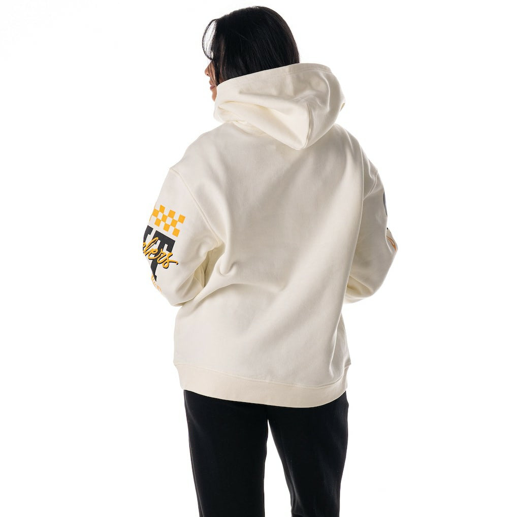 Pittsburgh Steelers The Wild Collective Unisex Stacked Graphic Sleeve Fleece Hoodie - Cream sale