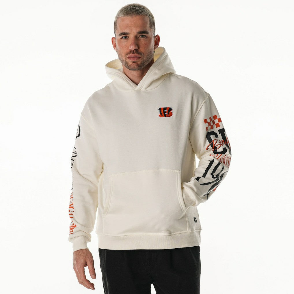 Cincinnati Bengals The Wild Collective Unisex Stacked Graphic Sleeve Fleece Hoodie - Cream outlet