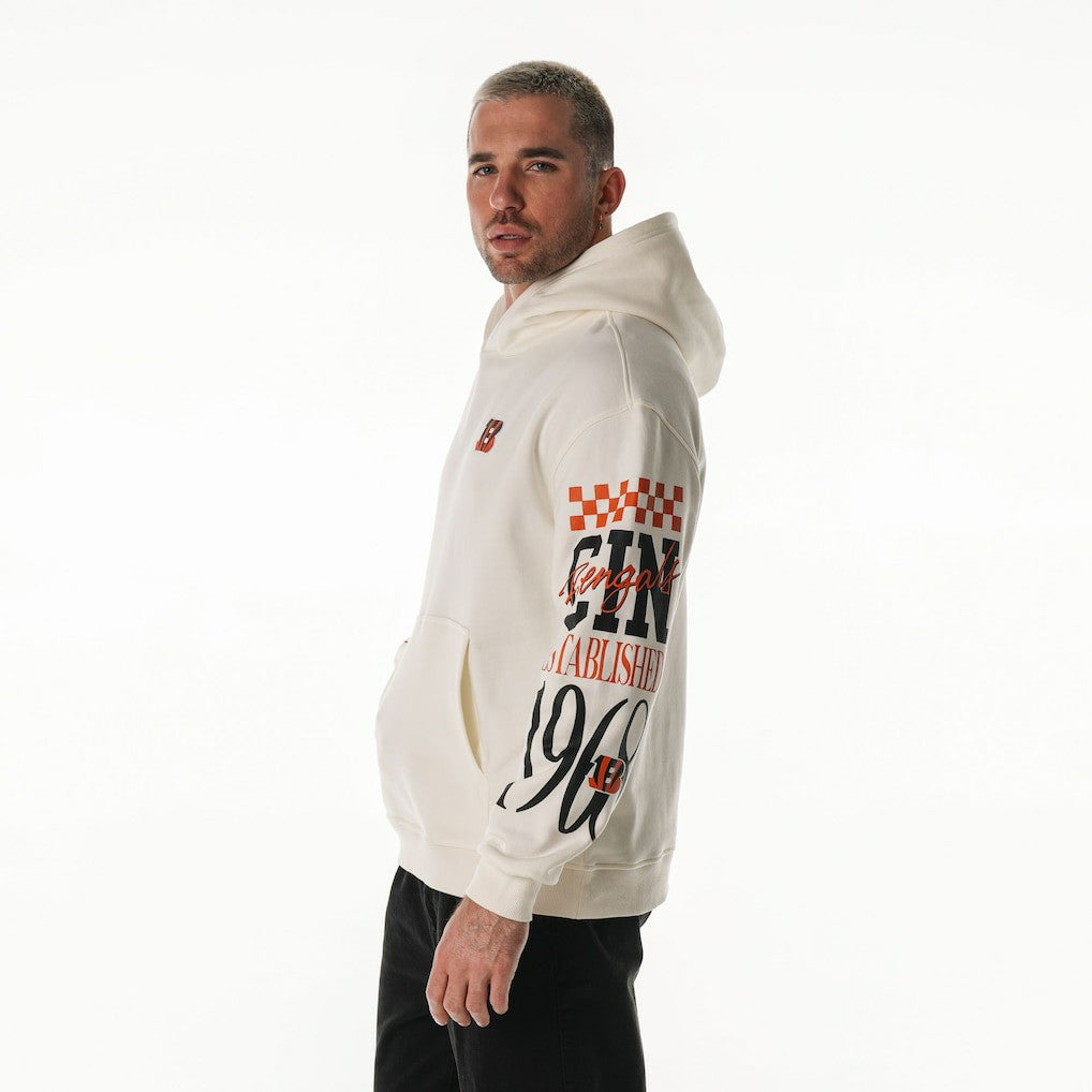 Cincinnati Bengals The Wild Collective Unisex Stacked Graphic Sleeve Fleece Hoodie - Cream outlet