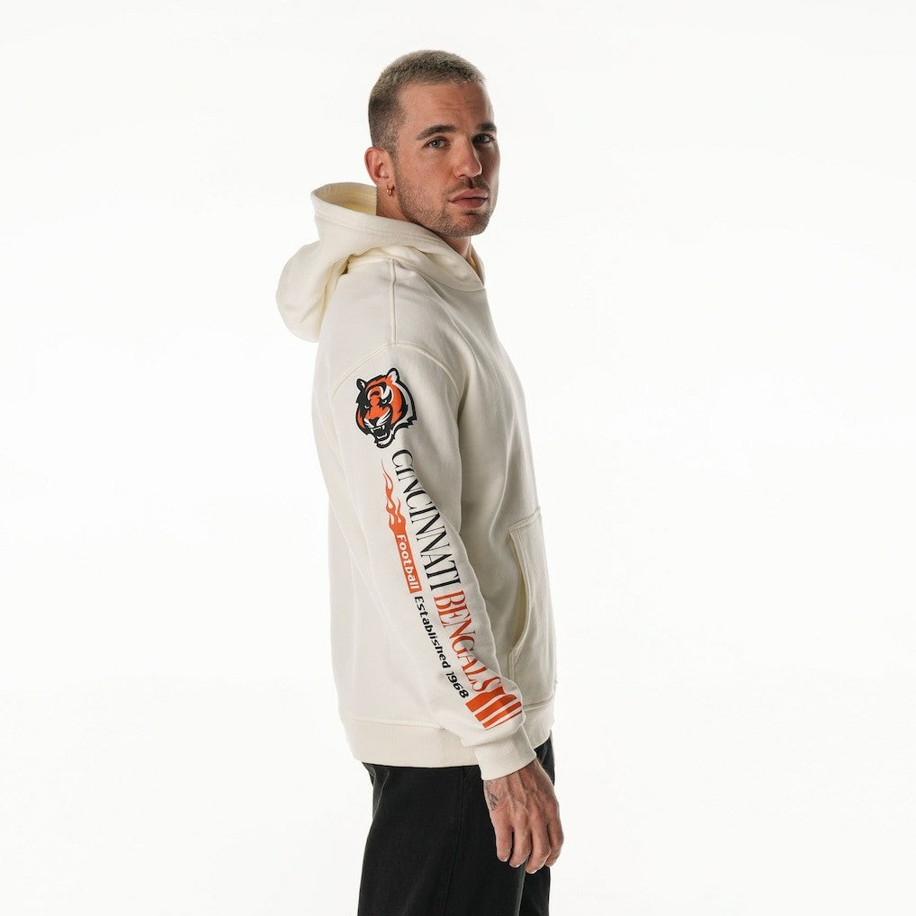 Cincinnati Bengals The Wild Collective Unisex Stacked Graphic Sleeve Fleece Hoodie - Cream outlet