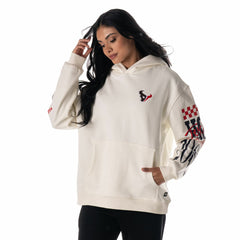 Houston Texans The Wild Collective Unisex Stacked Graphic Sleeve Fleece Hoodie - Cream for sale