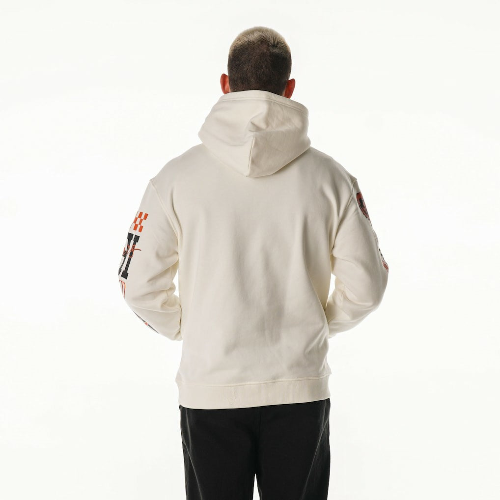 Chicago Bears The Wild Collective Unisex Stacked Graphic Sleeve Fleece Hoodie - Cream sale