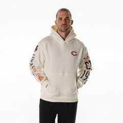 Chicago Bears The Wild Collective Unisex Stacked Graphic Sleeve Fleece Hoodie - Cream sale