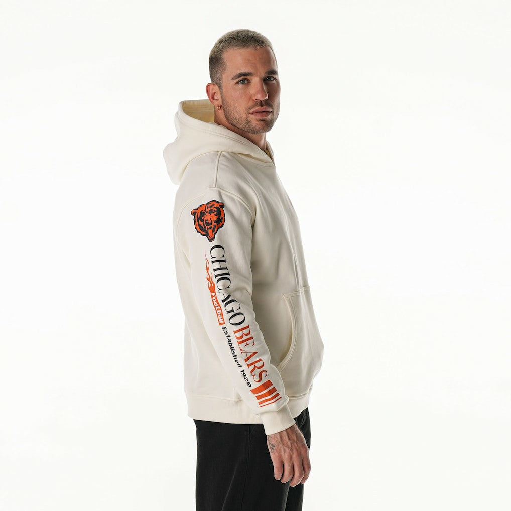 Chicago Bears The Wild Collective Unisex Stacked Graphic Sleeve Fleece Hoodie - Cream sale