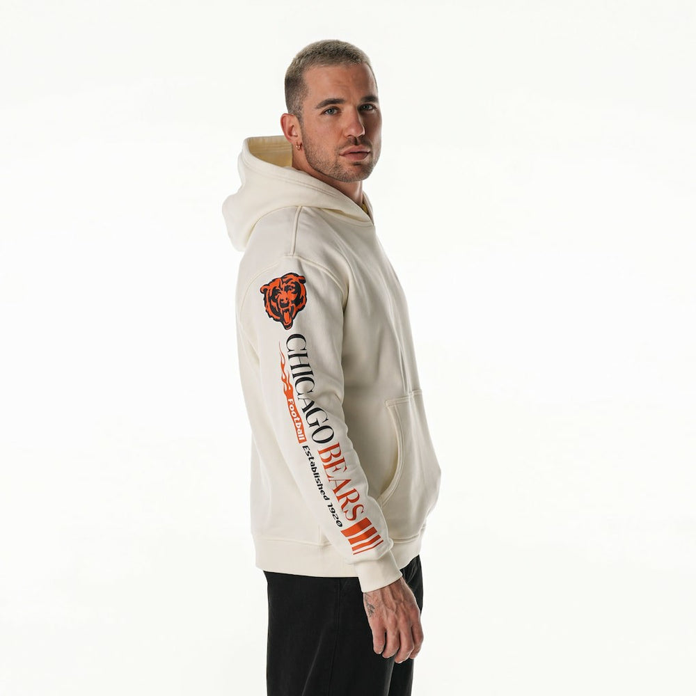 Chicago Bears The Wild Collective Unisex Stacked Graphic Sleeve Fleece Hoodie - Cream sale