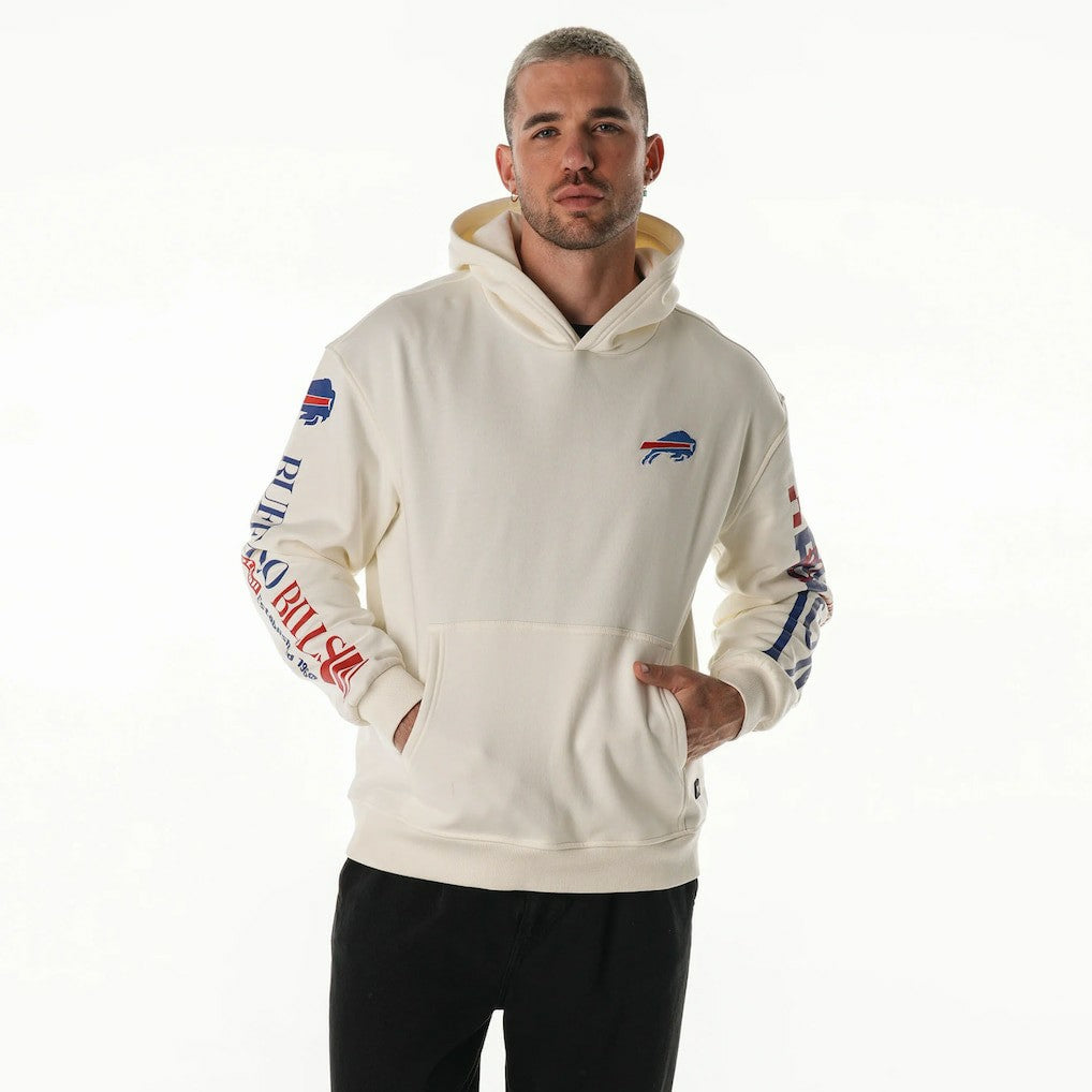 Buffalo Bills The Wild Collective Unisex Stacked Graphic Sleeve Fleece Hoodie - Cream outlet
