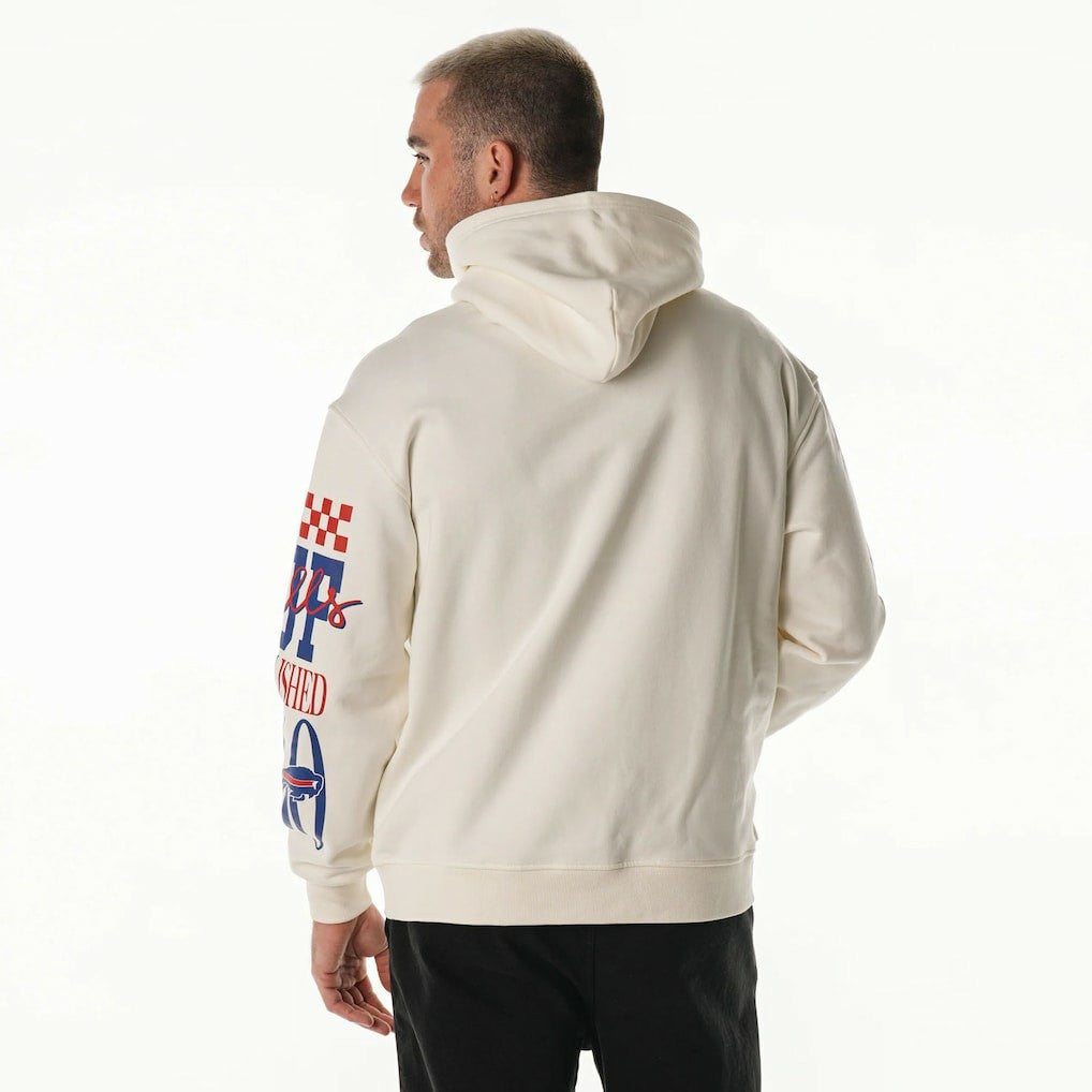 Buffalo Bills The Wild Collective Unisex Stacked Graphic Sleeve Fleece Hoodie - Cream outlet