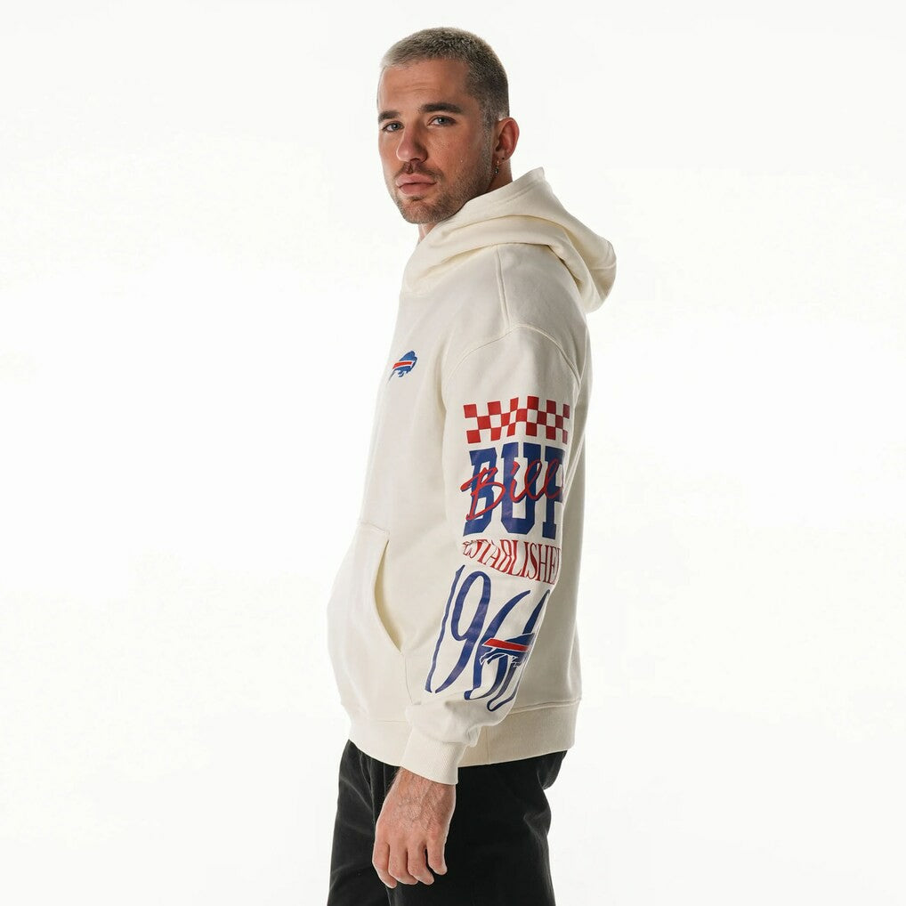 Buffalo Bills The Wild Collective Unisex Stacked Graphic Sleeve Fleece Hoodie - Cream outlet