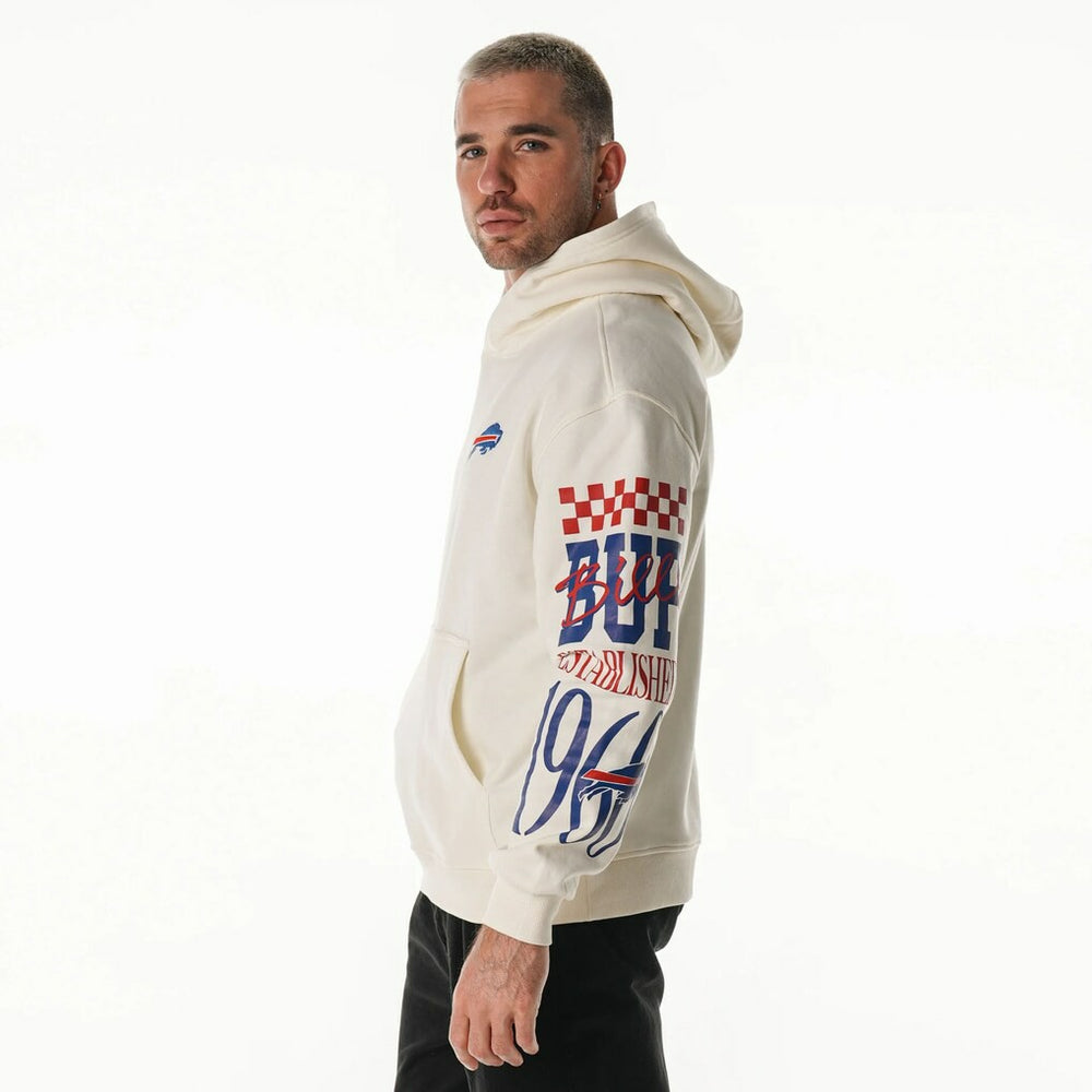 Buffalo Bills The Wild Collective Unisex Stacked Graphic Sleeve Fleece Hoodie - Cream outlet