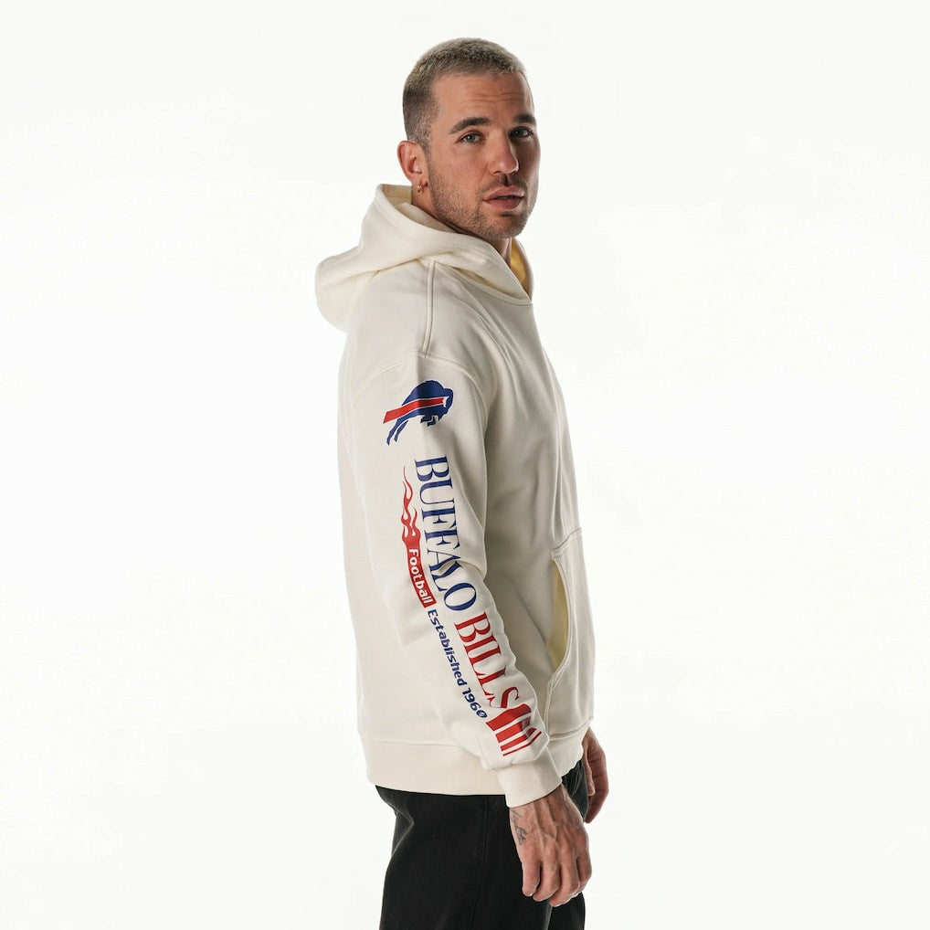 Buffalo Bills The Wild Collective Unisex Stacked Graphic Sleeve Fleece Hoodie - Cream outlet