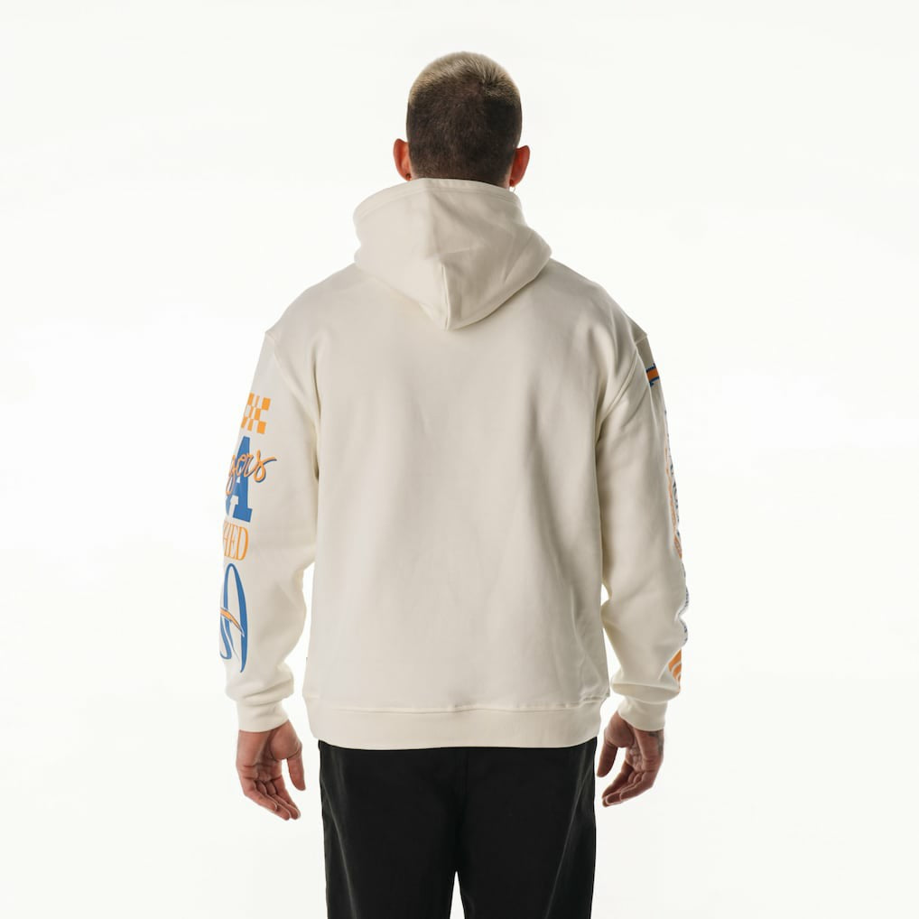 Los Angeles Chargers The Wild Collective Unisex Stacked Graphic Sleeve Fleece Hoodie - Cream outlet