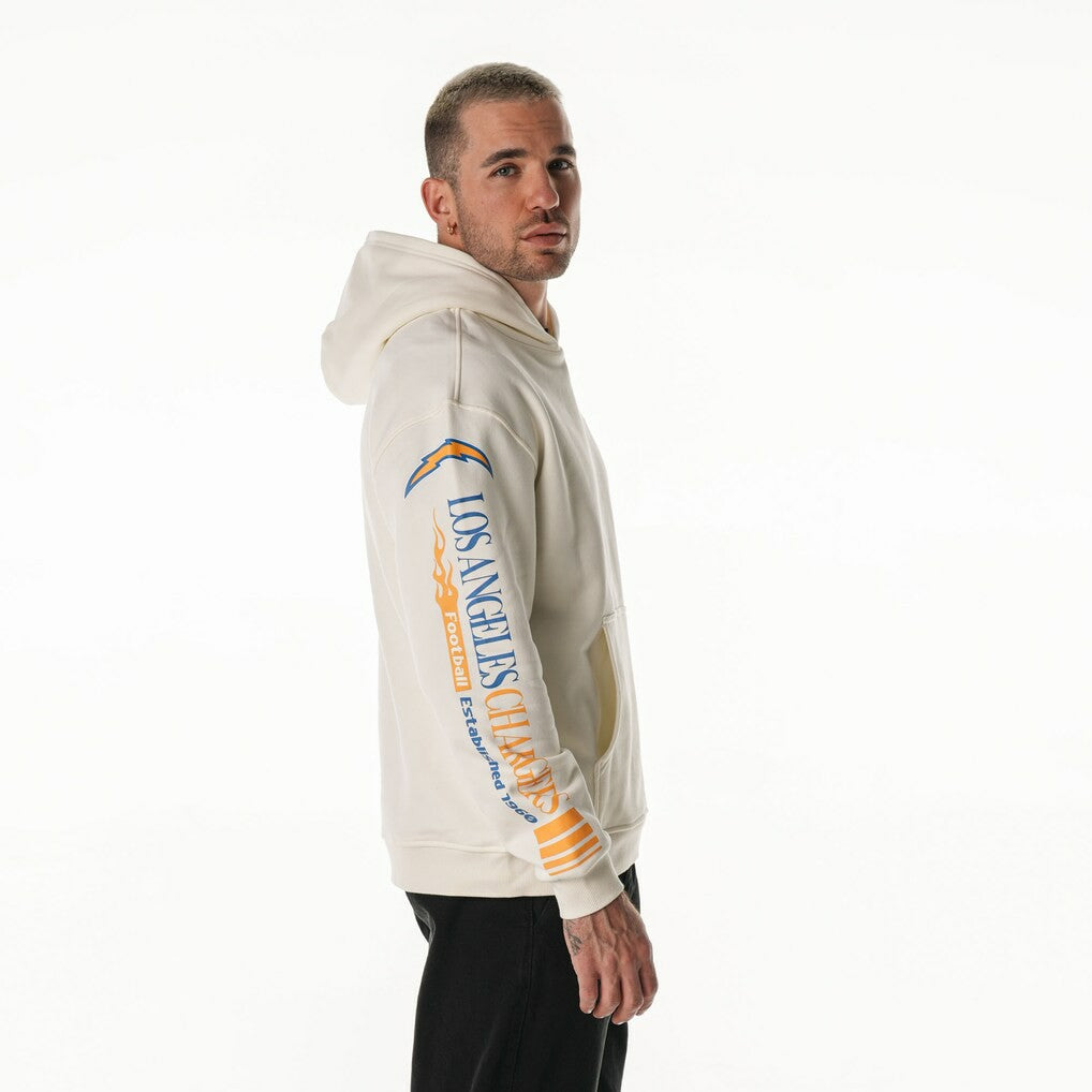 Los Angeles Chargers The Wild Collective Unisex Stacked Graphic Sleeve Fleece Hoodie - Cream outlet