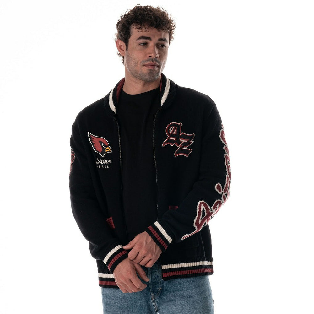 Arizona Cardinals The Wild Collective Unisex Jacquard Full-Zip Sweater - Black cheap