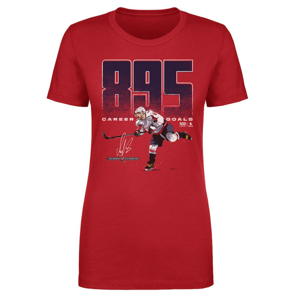 Alexander Ovechkin Washington Capitals 500 Level Women's NHL All-Time Leading Goal Scorer Bold T-Shirt - Red T-shirts