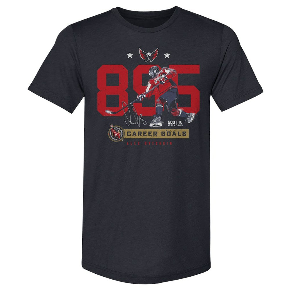 Alexander Ovechkin Washington Capitals 500 Level NHL All-Time Leading Goal Scorer Tri-Blend Number T-Shirt - Navy T-shirts