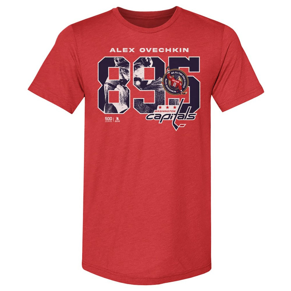 Alexander Ovechkin Washington Capitals 500 Level NHL All-Time Leading Goal Scorer Tri-Blend Overlay T-Shirt - Red T-shirts