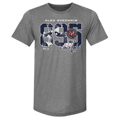 Alexander Ovechkin Washington Capitals 500 Level NHL All-Time Leading Goal Scorer Tri-Blend Overlay T-Shirt - Gray T-shirts
