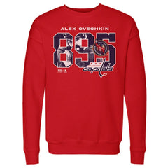 Alexander Ovechkin Washington Capitals 500 Level NHL All-Time Leading Goal Scorer Overlay Pullover Sweatshirt - Red Sweatshirts