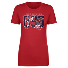 Alexander Ovechkin Washington Capitals 500 Level Women's NHL All-Time Leading Goal Scorer Overlay T-Shirt - Red T-shirts