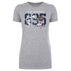 Alexander Ovechkin Washington Capitals 500 Level Women's NHL All-Time Leading Goal Scorer Overlay T-Shirt - Heather Gray T-shirts