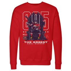 Alexander Ovechkin Washington Capitals 500 Level NHL All-Time Leading Goal Scorer Throne Pullover Sweatshirt - Red Sweatshirts