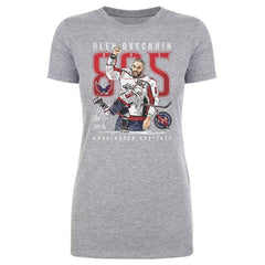Alexander Ovechkin Washington Capitals 500 Level Women's NHL All-Time Leading Goal Scorer The Shot T-Shirt - Heather Gray T-shirts