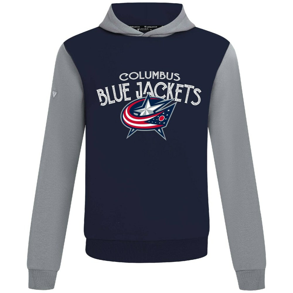 Columbus Blue Jackets Levelwear Ultimate Mission Pullover Hoodie - Navy/Gray Hoodies